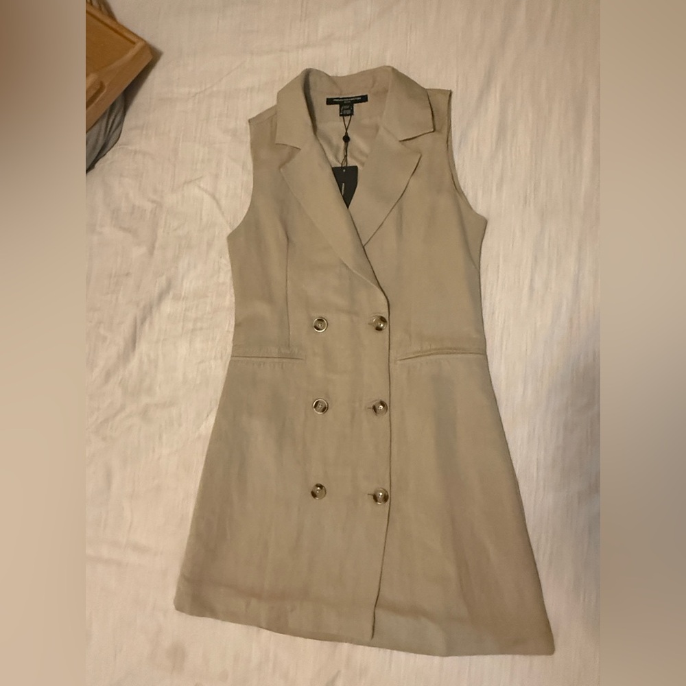 nwt French Connection Birdie Sleeveless Linen Blend Blazer Minidress size 2/XXS
